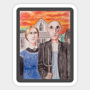 American Gothic Farmers Sticker